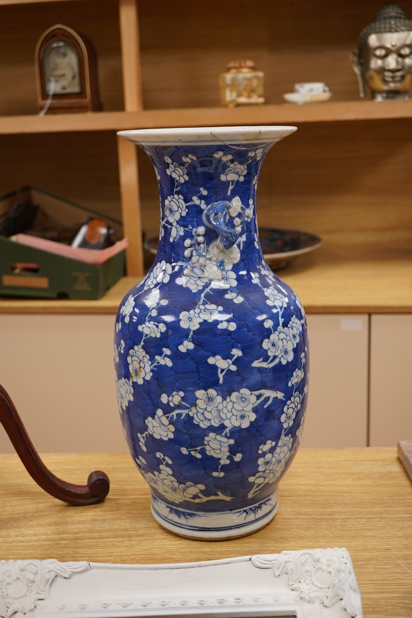 A large Chinese blue and white prunus vase, 19th century, 43cm
